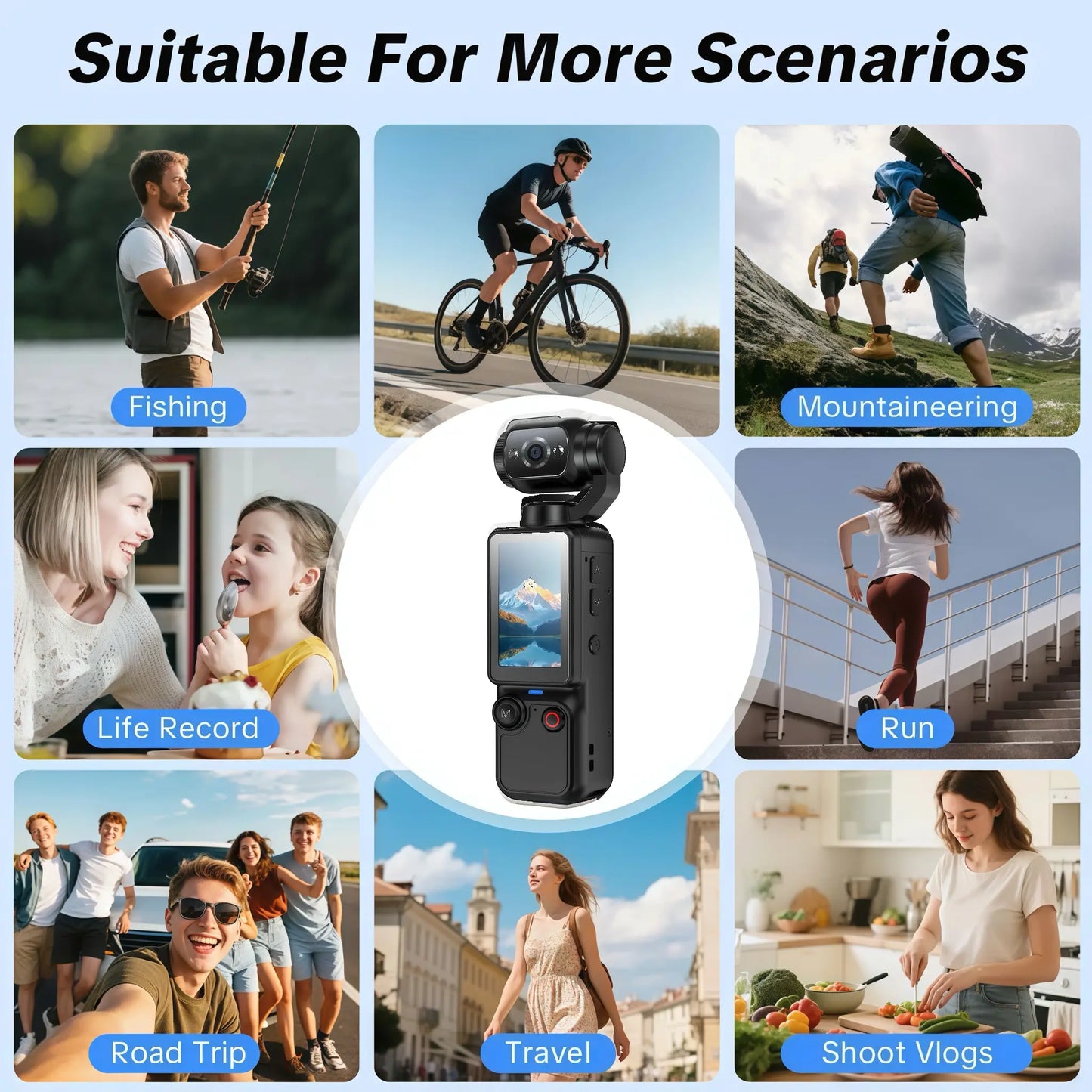 Portable Ultra HD Video Recorder with 180° Rotating Lens and Handheld Stabilizer, Ideal for Vlogging, Travel, and Daily Life, USB Rechargeable, Durable Design, Black