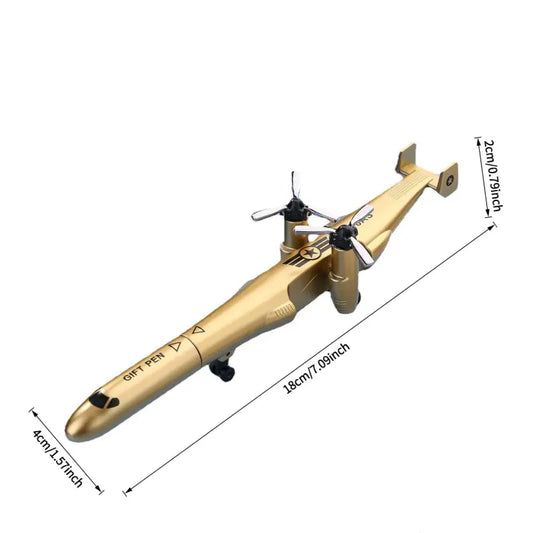Airplane and Combat Helicopter Shaped Neutral Pen Set, 0.5mm Fine Point Black Ink - Professional Office and Study Desk Accessories