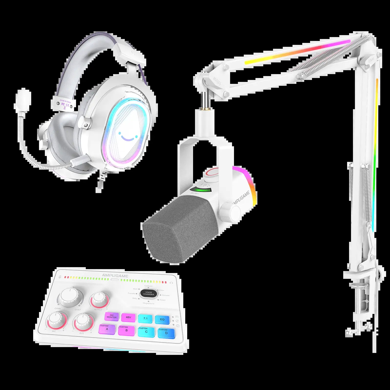 FIFINE Ultimate Streaming and Gaming Bundle: AM8Pro Microphone Kit, SC8 Audio Mixer, and H13 Headset