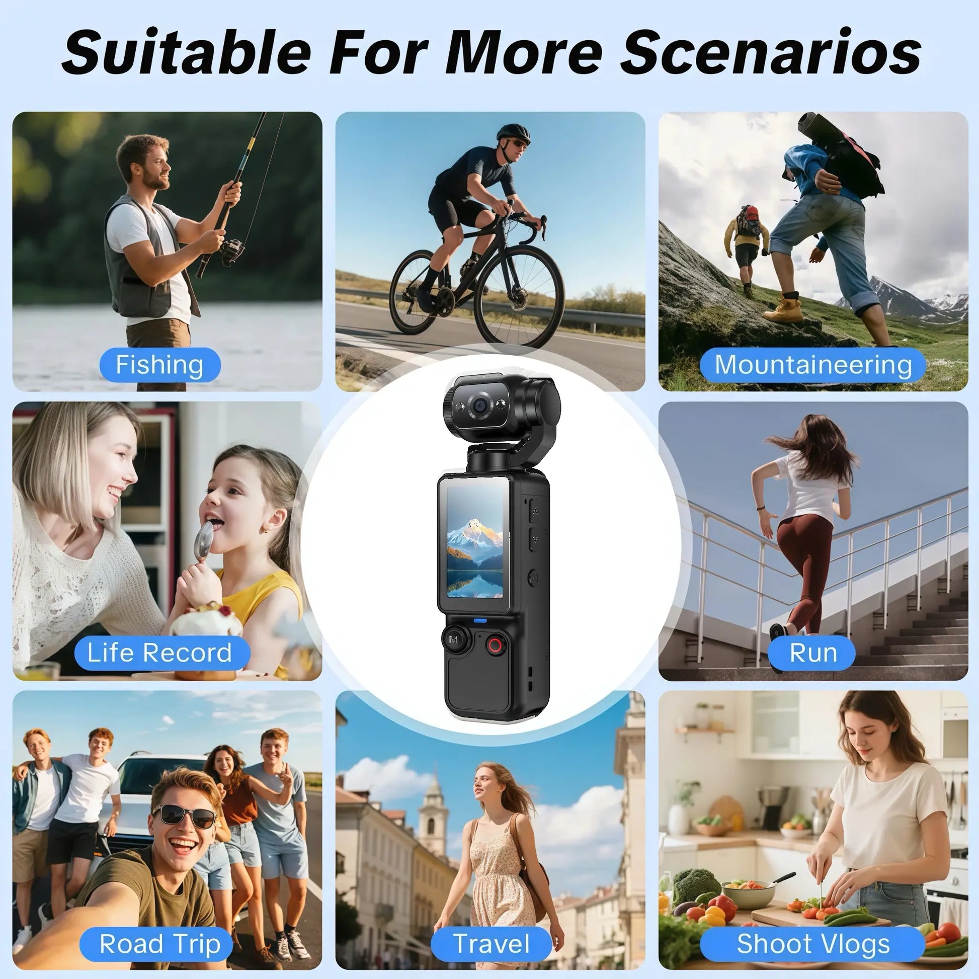 Portable Ultra HD Video Recorder with 180° Rotating Lens and Handheld Stabilizer, Ideal for Vlogging, Travel, and Daily Life, USB Rechargeable, Durable Design, Black