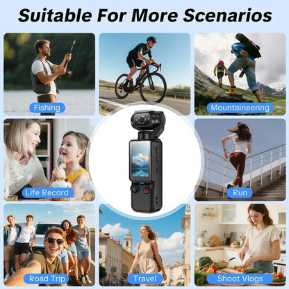 Portable Ultra HD Video Recorder with 180° Rotating Lens and Handheld Stabilizer, Ideal for Vlogging, Travel, and Daily Life, USB Rechargeable, Durable Design, Black