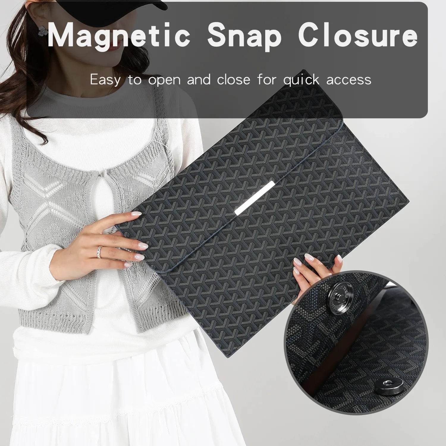 15.6-Inch Laptop Sleeve Padfolio and Document Organizer for MacBook, Notebook, and iPad - Slim, Scratch-Resistant Portfolio Case with Magnetic Closure for Office, School, and Travel - Ideal Gift for Students and Professionals