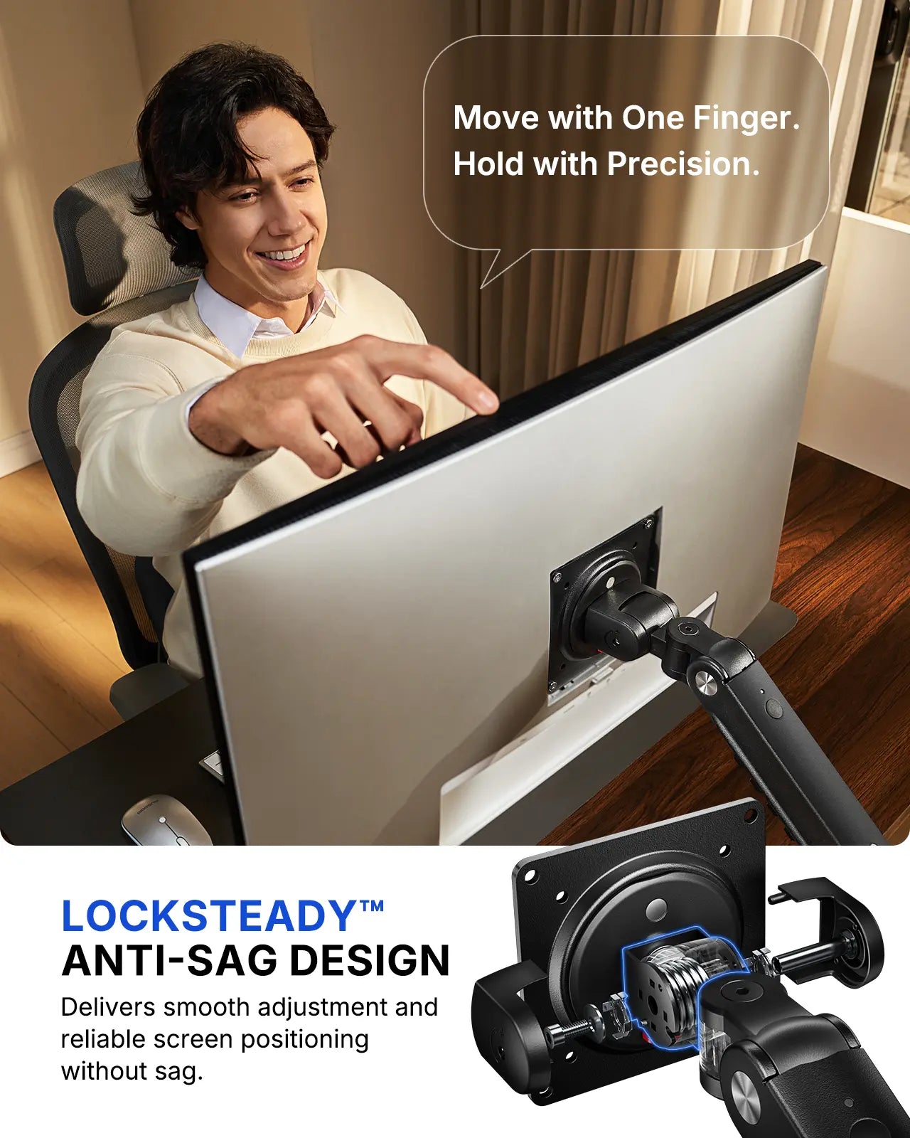 Flowlift Pro Monitor Arm – Dual & Single Screen Support (13-32”) with Mechaspring Technology, Instamount, Locksteady, and Precisionview for Optimal Gaming and Professional Use