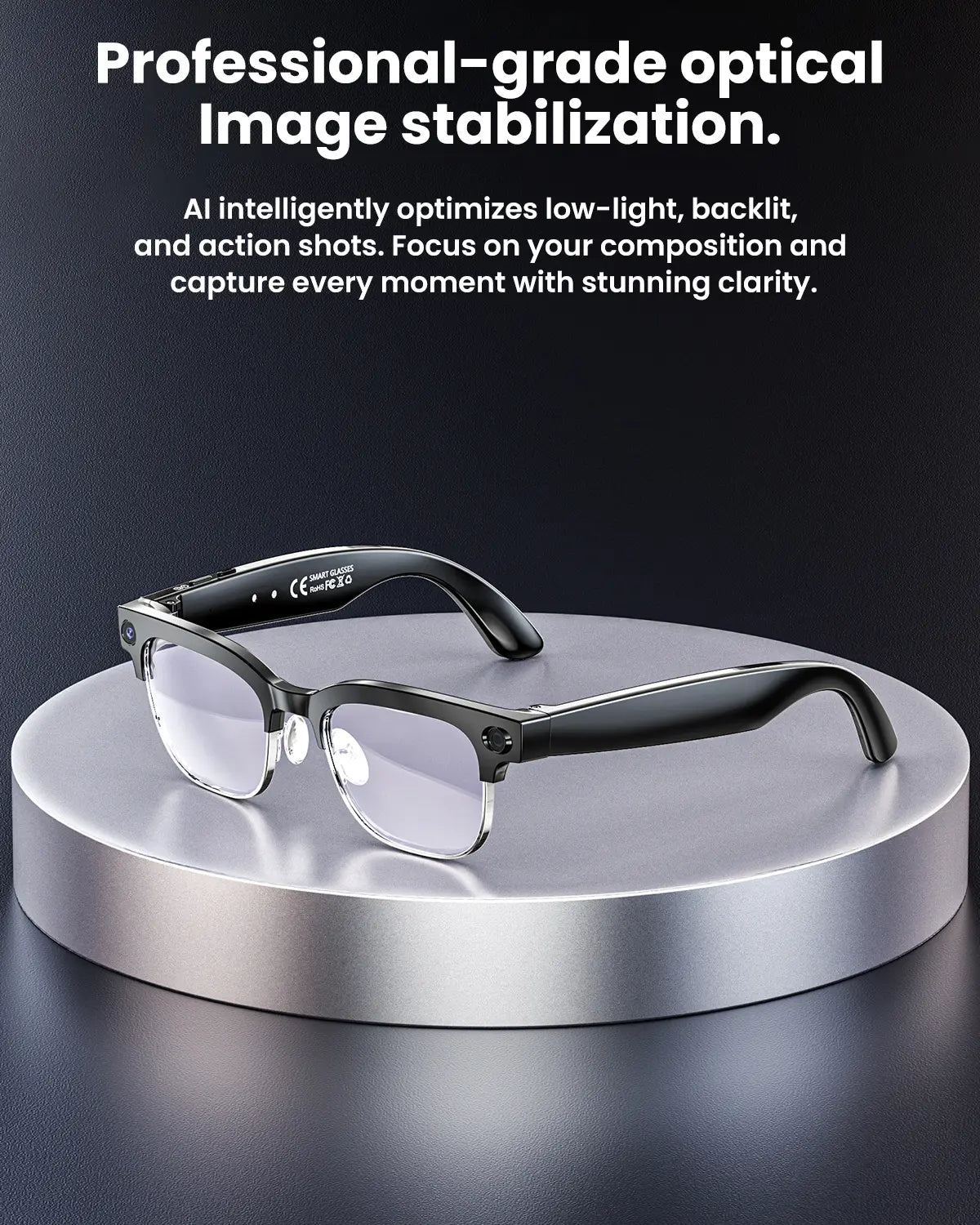 High-Definition Smart Glasses with Camera, AI Voice Control, Extended Battery Life, Object Recognition, and Real-Time Translation