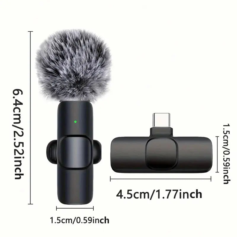Wireless Mini Microphone Set for iPhone, Android, and iPad - High-Quality Clip-On Microphones for Recording, Live Streaming, and Vlogging with USB-C Interface