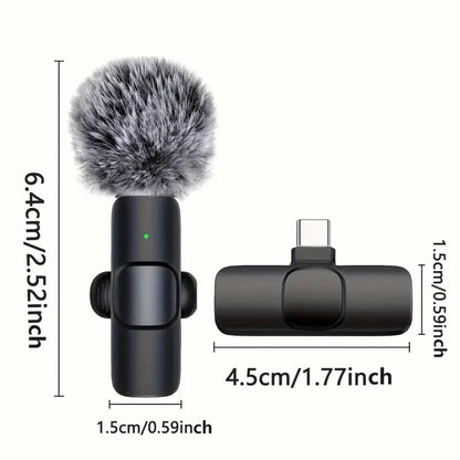 Wireless Mini Microphone Set for iPhone, Android, and iPad - High-Quality Clip-On Microphones for Recording, Live Streaming, and Vlogging with USB-C Interface