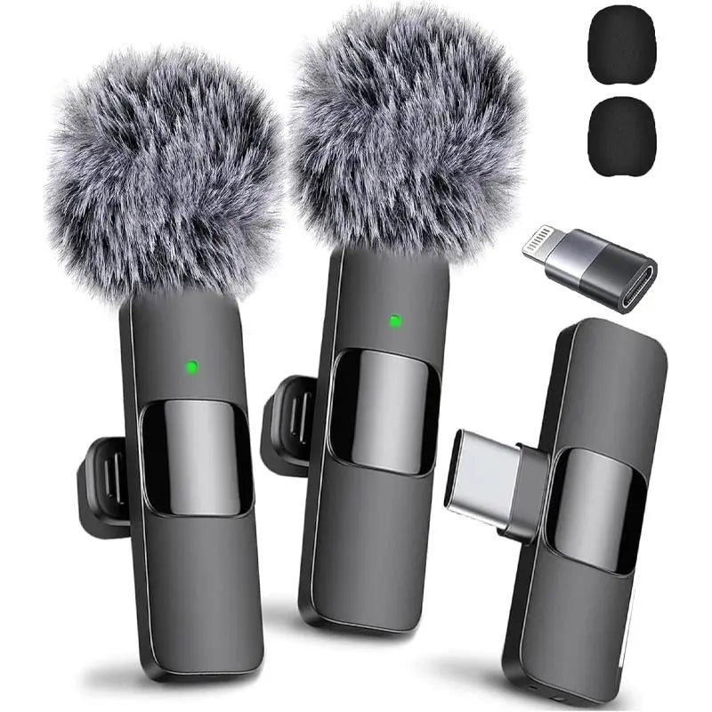 Wireless Mini Microphone Set for iPhone, Android, and iPad - High-Quality Clip-On Microphones for Recording, Live Streaming, and Vlogging with USB-C Interface