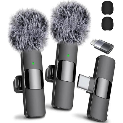 Wireless Mini Microphone Set for iPhone, Android, and iPad - High-Quality Clip-On Microphones for Recording, Live Streaming, and Vlogging with USB-C Interface