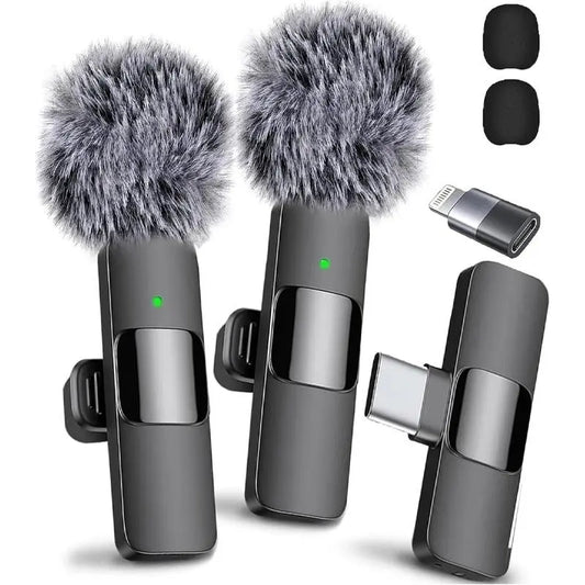 Wireless Mini Microphone Set for iPhone, Android, and iPad - High-Quality Clip-On Microphones for Recording, Live Streaming, and Vlogging with USB-C Interface