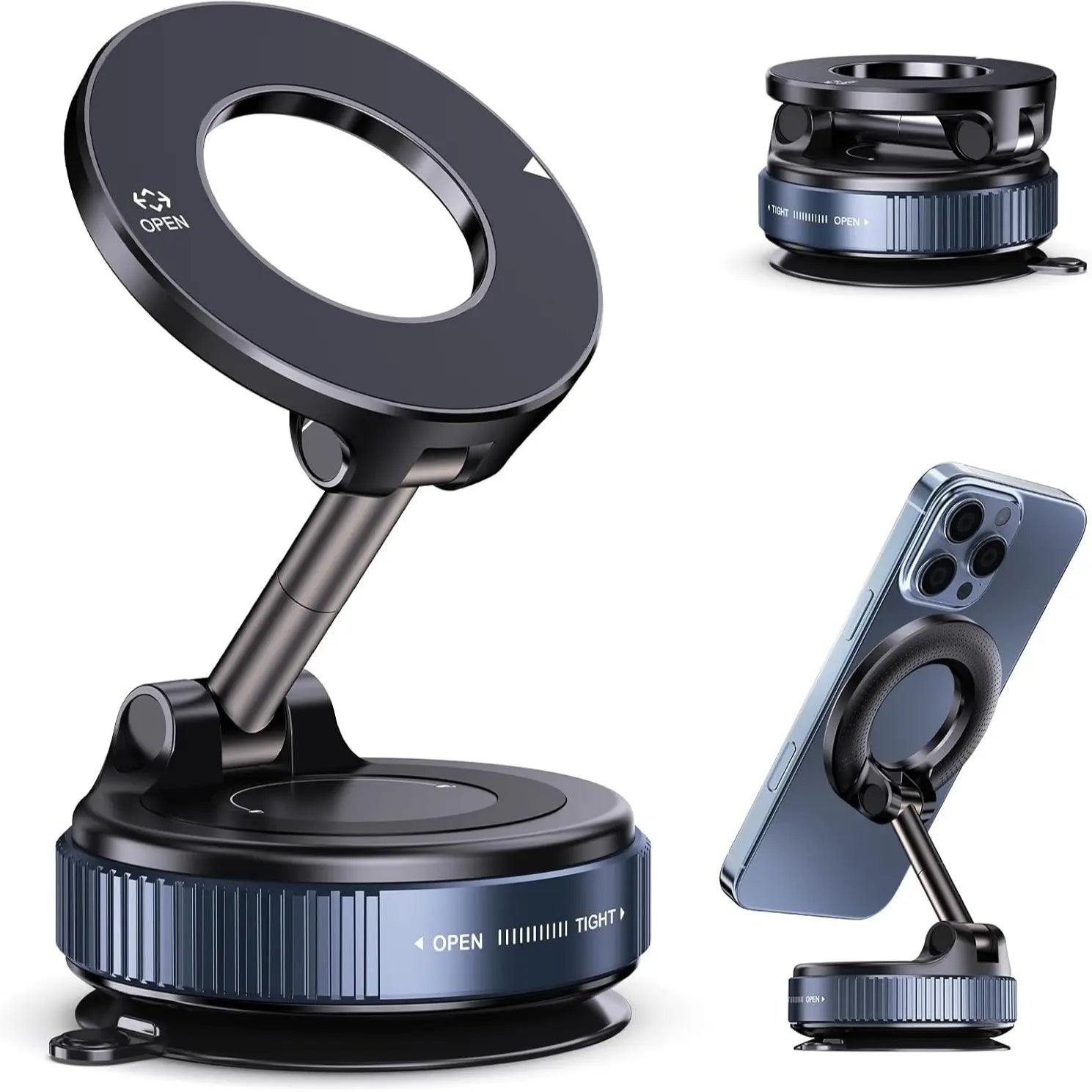 Magnetic Suction Phone Holder - Foldable and Retractable Hands-Free Mount for Car, Gym, and Smooth Surfaces, Compatible with All Smartphones