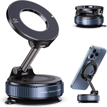 Magnetic Suction Phone Holder - Foldable and Retractable Hands-Free Mount for Car, Gym, and Smooth Surfaces, Compatible with All Smartphones