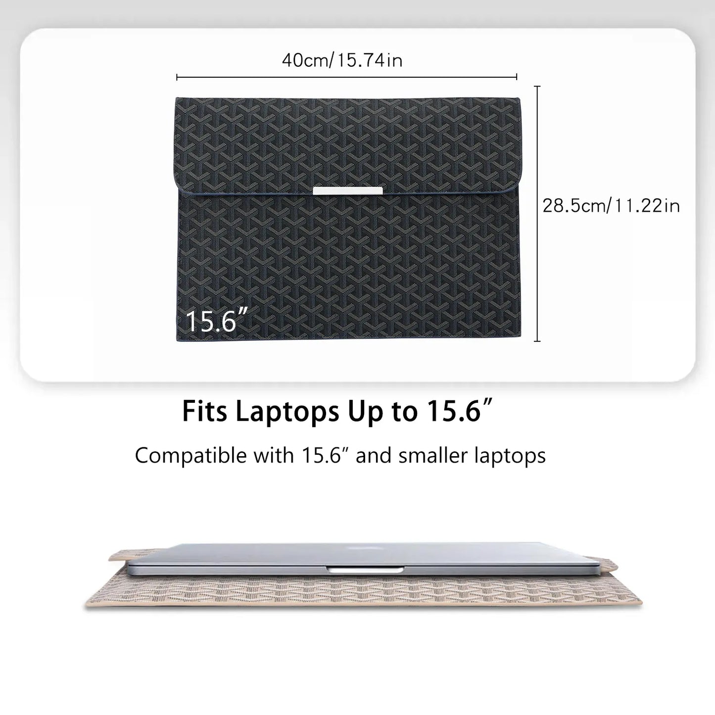 15.6-Inch Laptop Sleeve Padfolio and Document Organizer for MacBook, Notebook, and iPad - Slim, Scratch-Resistant Portfolio Case with Magnetic Closure for Office, School, and Travel - Ideal Gift for Students and Professionals
