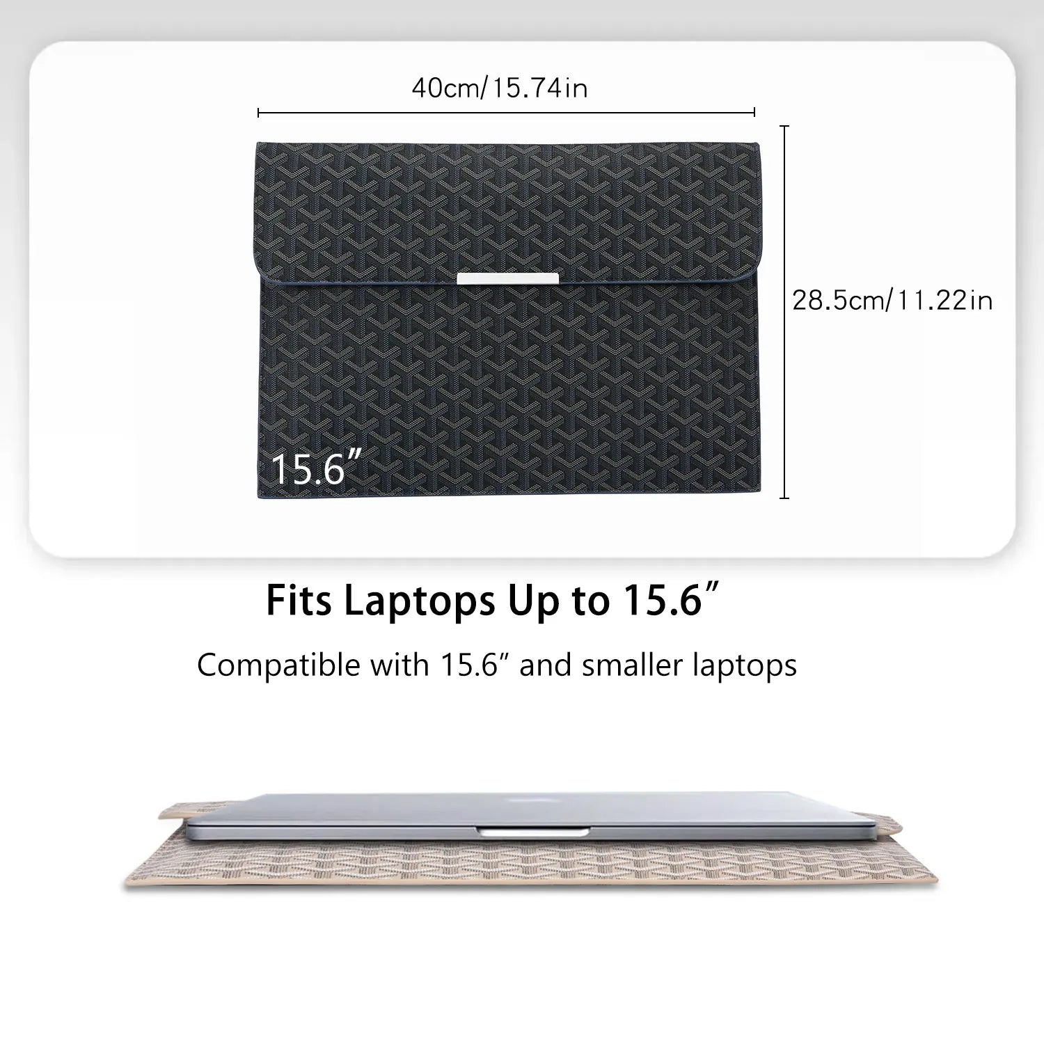15.6-Inch Laptop Sleeve Padfolio and Document Organizer for MacBook, Notebook, and iPad - Slim, Scratch-Resistant Portfolio Case with Magnetic Closure for Office, School, and Travel - Ideal Gift for Students and Professionals
