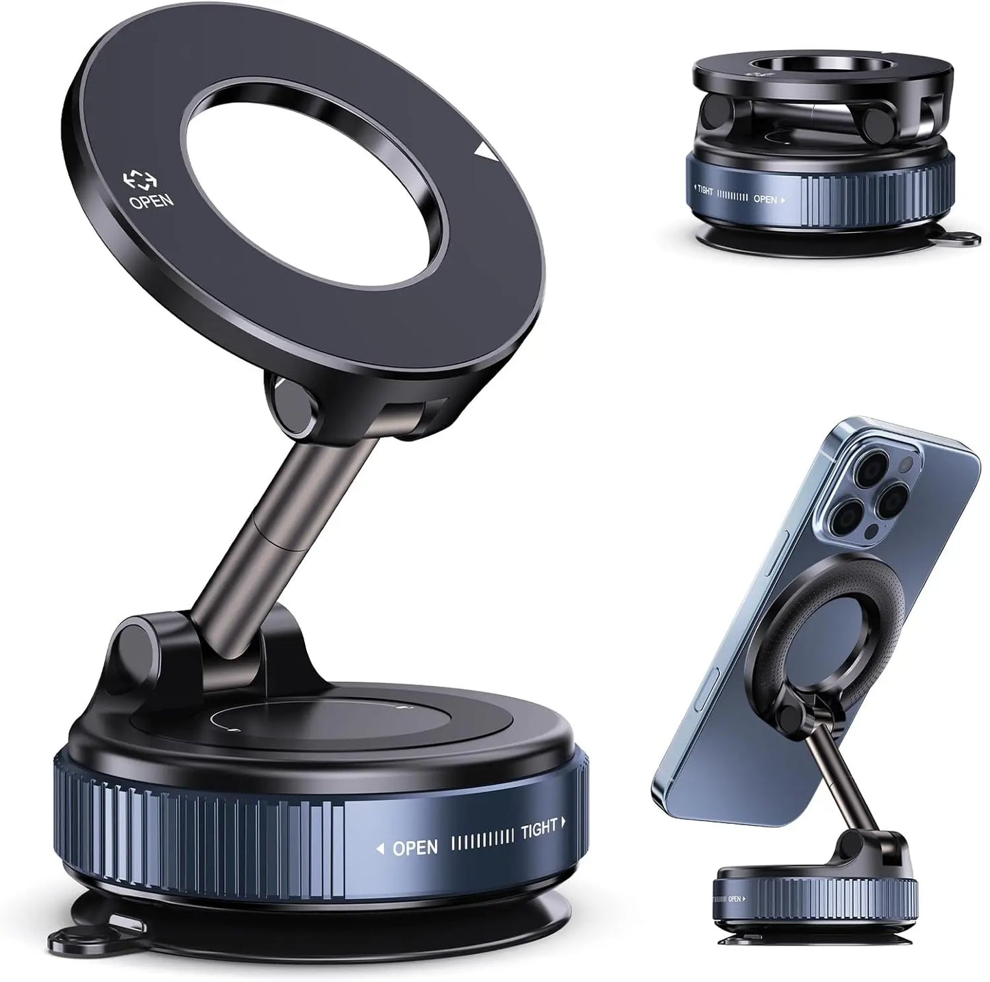 Magnetic Suction Phone Holder - Foldable and Retractable Hands-Free Mount for Car, Gym, and Smooth Surfaces, Compatible with All Smartphones