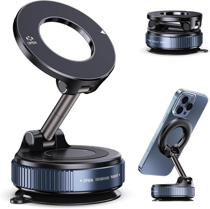 Magnetic Suction Phone Holder - Foldable and Retractable Hands-Free Mount for Car, Gym, and Smooth Surfaces, Compatible with All Smartphones