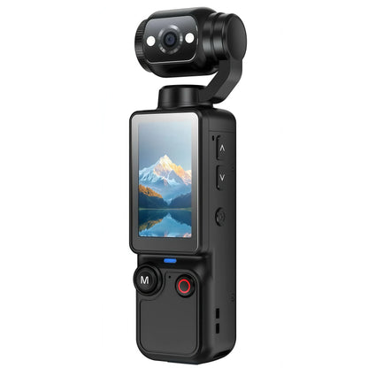 Portable Ultra HD Video Recorder with 180° Rotating Lens and Handheld Stabilizer, Ideal for Vlogging, Travel, and Daily Life, USB Rechargeable, Durable Design, Black