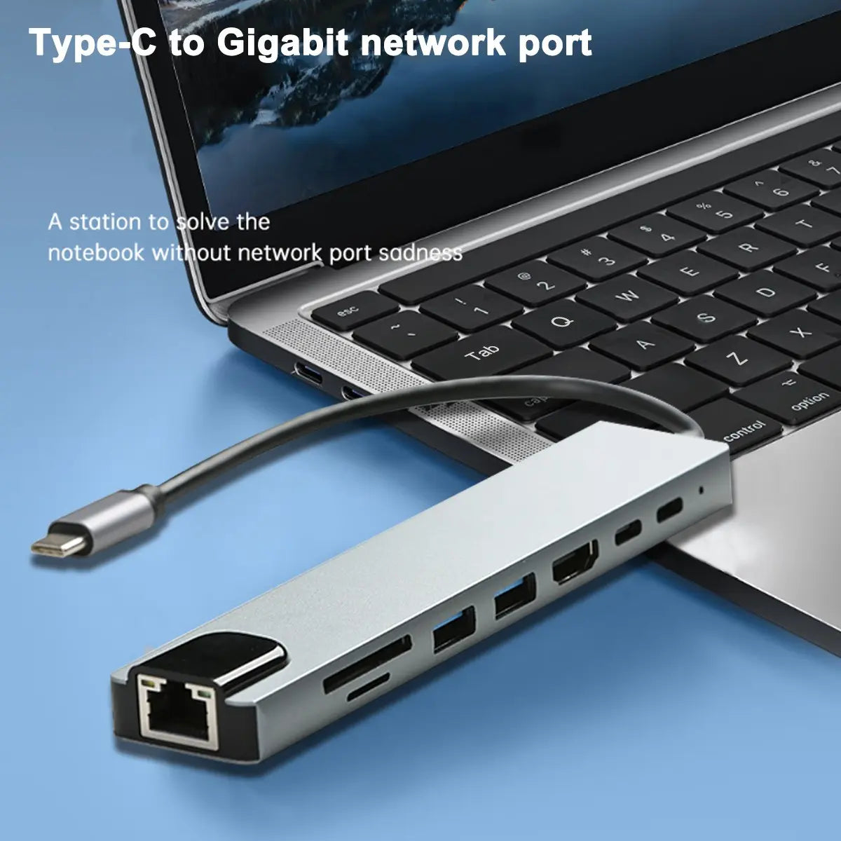 8-Port USB-C Hub Featuring 87W Power Delivery, Ethernet, USB 3.0, 4K Ultra HD Output, SD/TF Card Reader, and Multiple USB-C Interfaces for Peripheral Connectivity