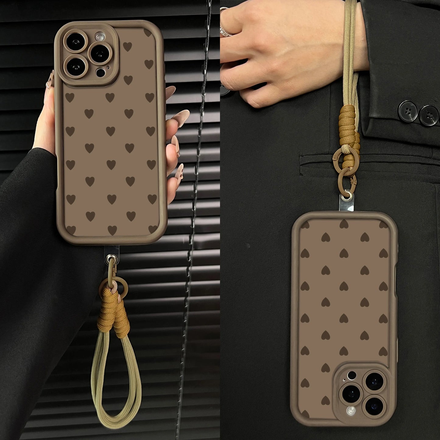 Stylish Heart Pattern Phone Case for iPhone and Samsung, Shockproof and Durable, Ideal for Girls. Model: Jy29A