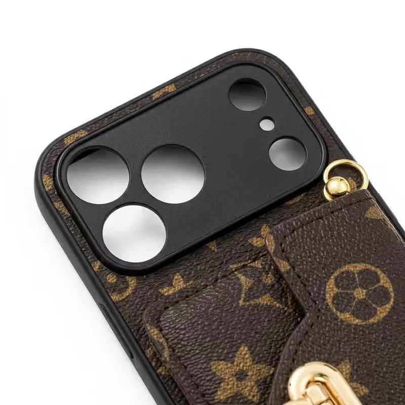 Luxury iPhone 17 Pro Max Wallet Case for Women with Brown Bear Keychain and Shoulder Strap - The Perfect Blend of Fashion and Safety