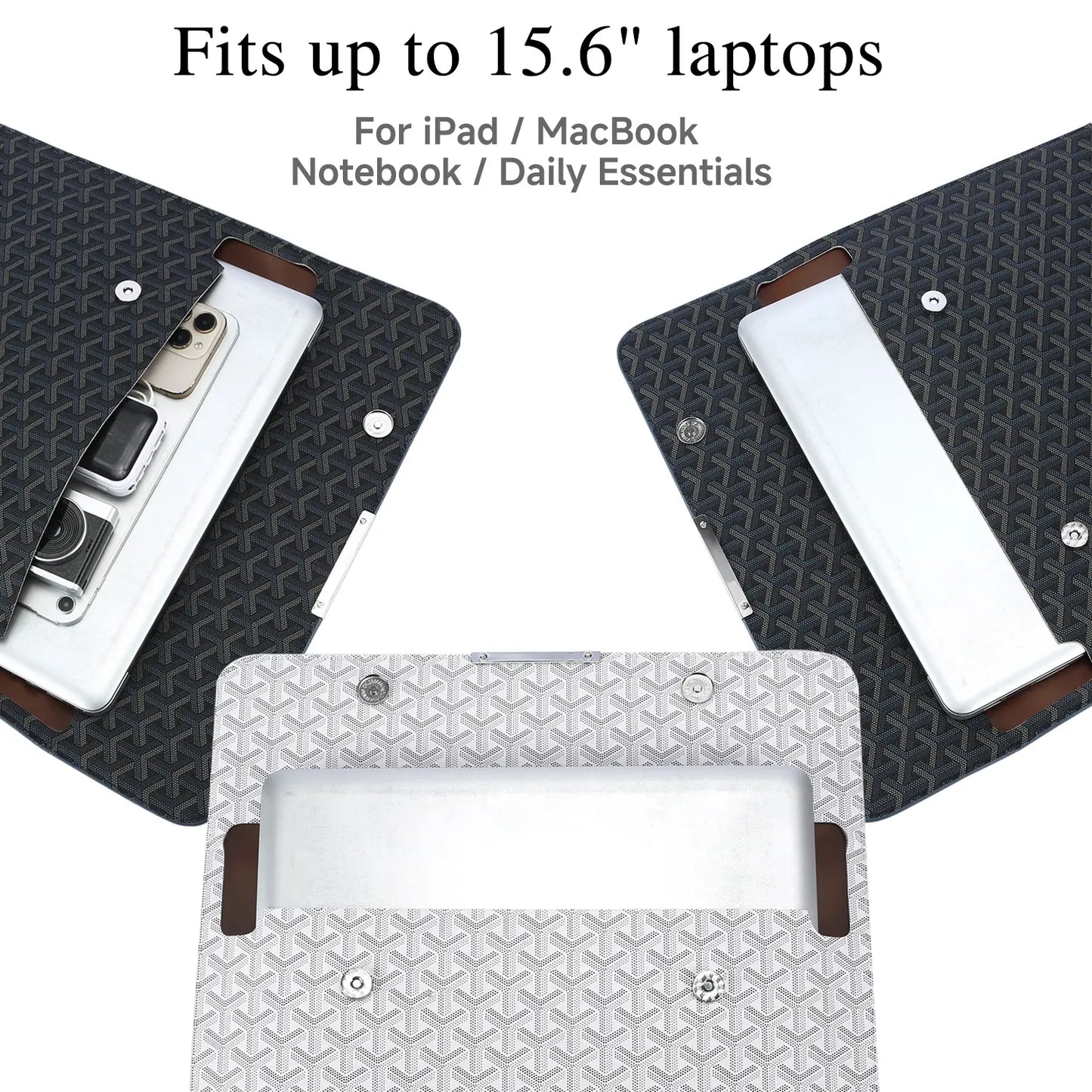 15.6-Inch Laptop Sleeve Padfolio and Document Organizer for MacBook, Notebook, and iPad - Slim, Scratch-Resistant Portfolio Case with Magnetic Closure for Office, School, and Travel - Ideal Gift for Students and Professionals