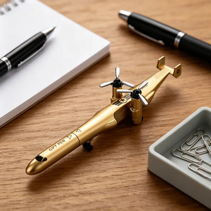 Airplane and Combat Helicopter Shaped Neutral Pen Set, 0.5mm Fine Point Black Ink - Professional Office and Study Desk Accessories