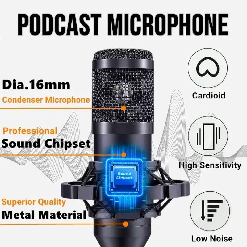 V8S Mixer Sound Card Bundle with Condenser Microphone - Professional Plug & Play Studio Equipment Set