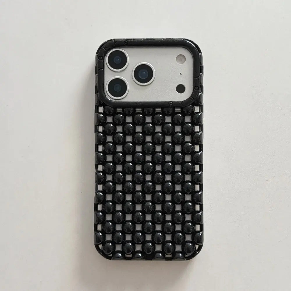 Electroplated Silver Bead Summer Cooling Case for iPhone 17 Pro Max, 16 Pro Max, 15, and 14 - Shockproof Soft Protective Cover for Aesthetic Smartphone Protection