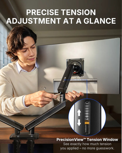Flowlift Pro Monitor Arm – Dual & Single Screen Support (13-32”) with Mechaspring Technology, Instamount, Locksteady, and Precisionview for Optimal Gaming and Professional Use