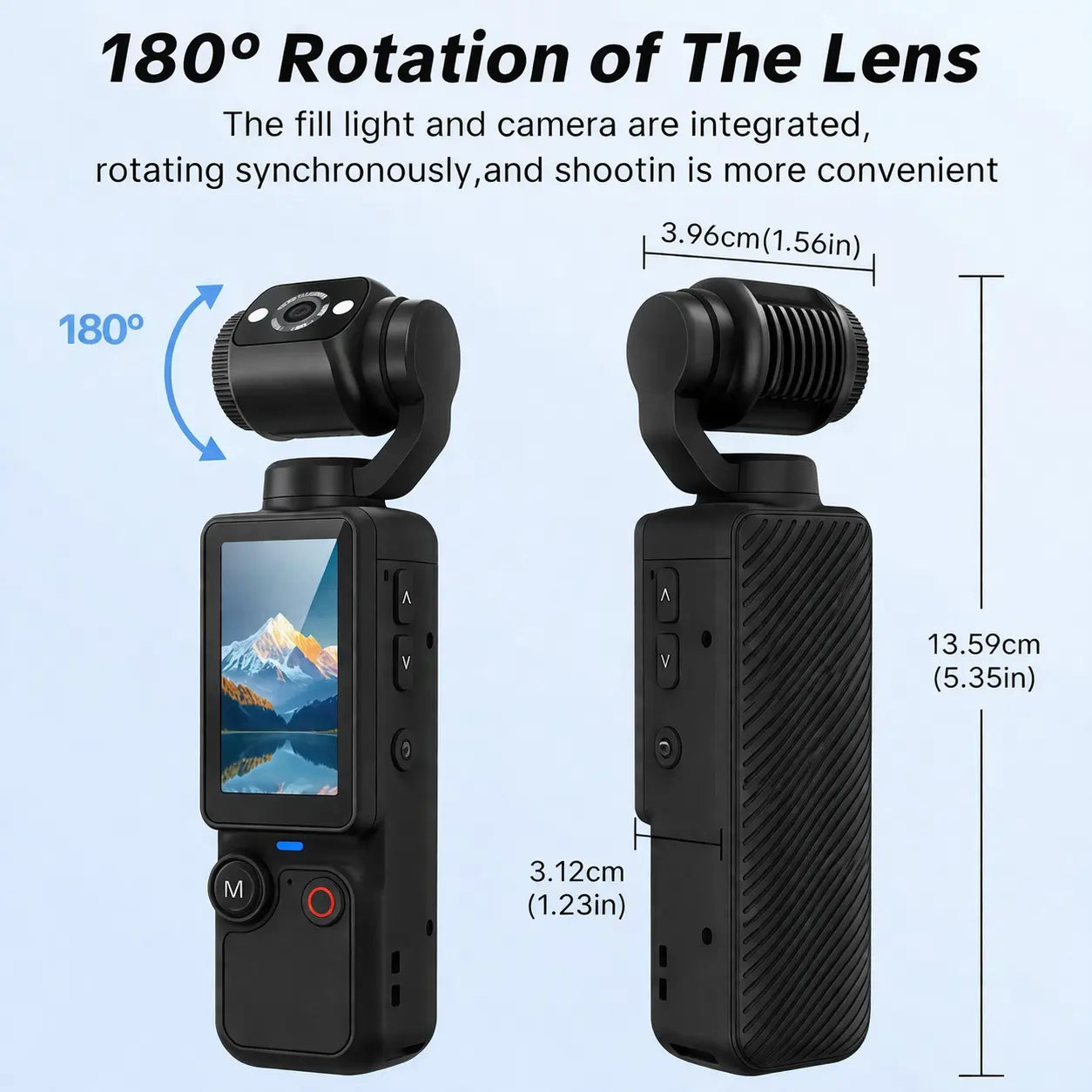 Portable Ultra HD Video Recorder with 180° Rotating Lens and Handheld Stabilizer, Ideal for Vlogging, Travel, and Daily Life, USB Rechargeable, Durable Design, Black