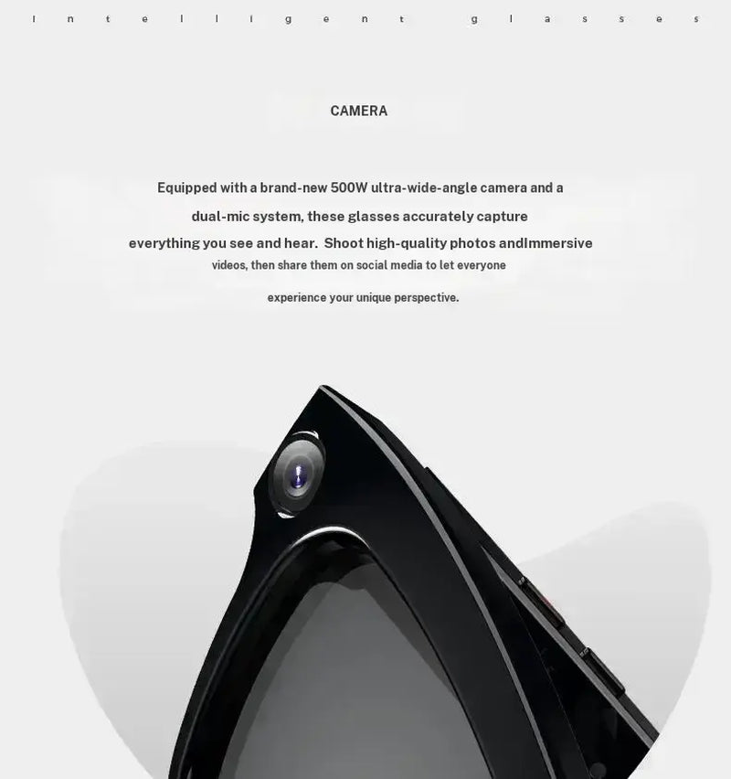 AI-Enhanced Smart Glasses with 8MP Light-Sensitive Lenses, Touch and Button Controls, Bluetooth Connectivity, Real-Time Translation, and Video Recording Features