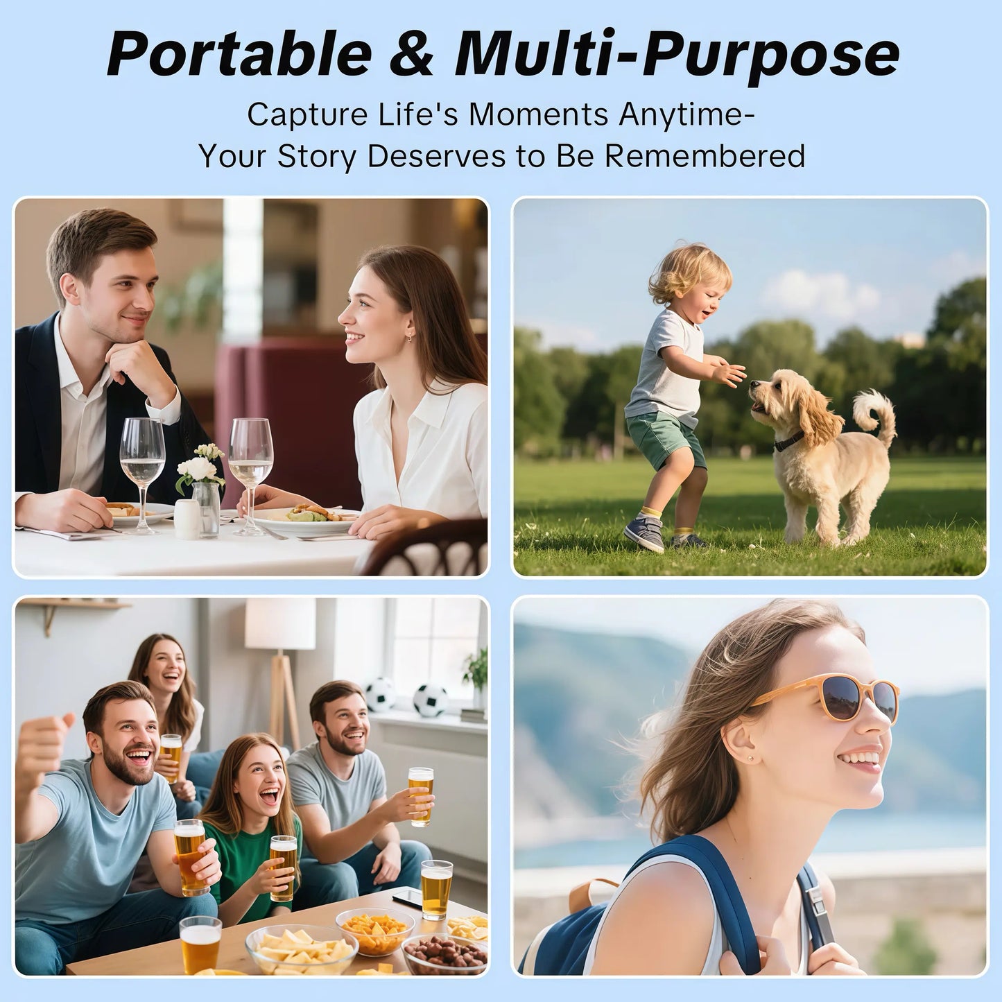 Portable Ultra HD Video Recorder with 180° Rotating Lens and Handheld Stabilizer, Ideal for Vlogging, Travel, and Daily Life, USB Rechargeable, Durable Design, Black