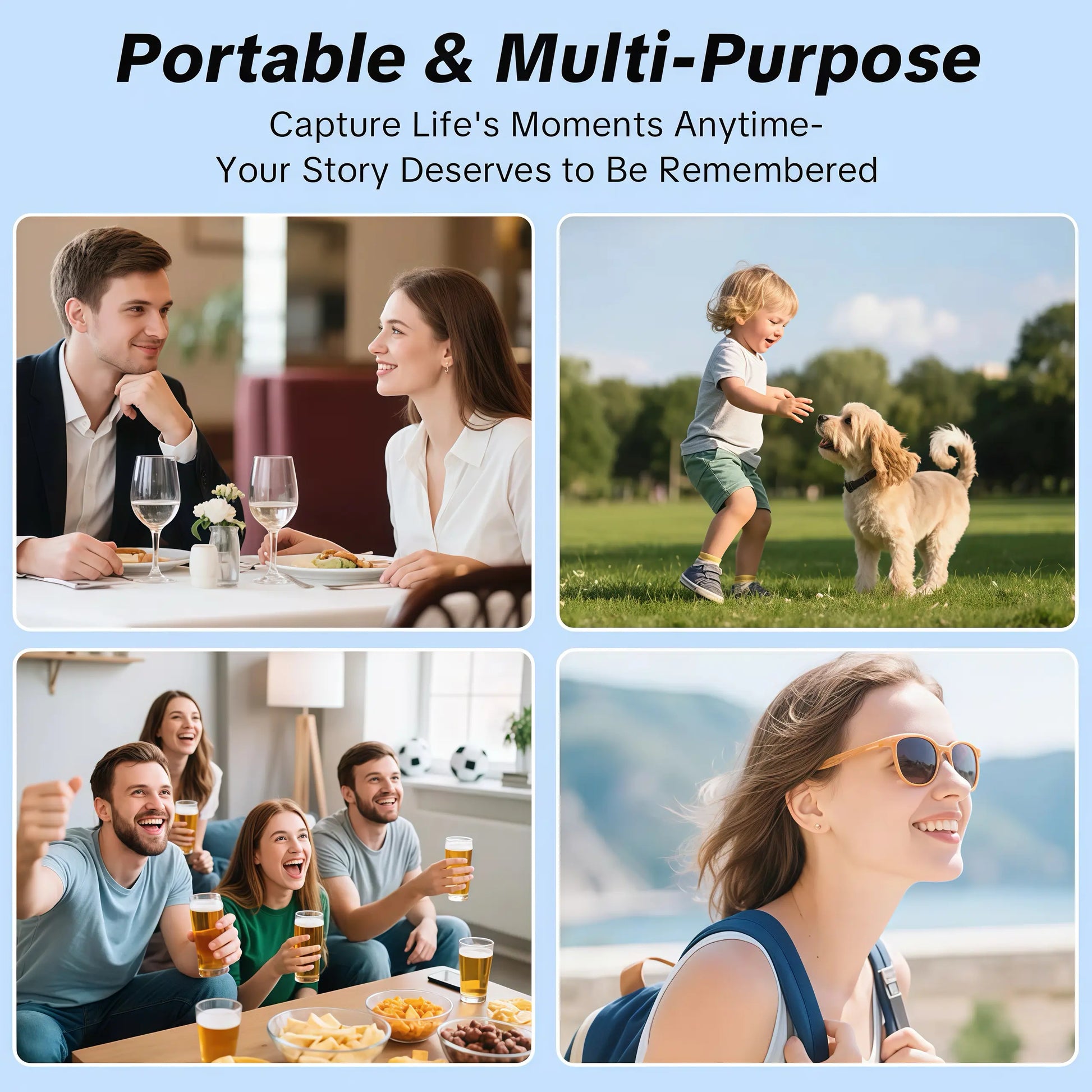 Portable Ultra HD Video Recorder with 180° Rotating Lens and Handheld Stabilizer, Ideal for Vlogging, Travel, and Daily Life, USB Rechargeable, Durable Design, Black