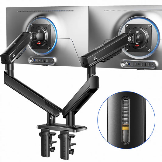 Flowlift Pro Monitor Arm – Dual & Single Screen Support (13-32”) with Mechaspring Technology, Instamount, Locksteady, and Precisionview for Optimal Gaming and Professional Use