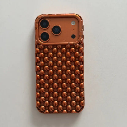 Electroplated Silver Bead Summer Cooling Case for iPhone 17 Pro Max, 16 Pro Max, 15, and 14 - Shockproof Soft Protective Cover for Aesthetic Smartphone Protection