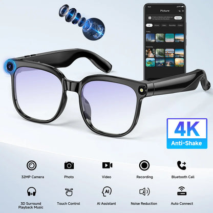 High-Definition Smart Glasses with Camera, AI Voice Control, Extended Battery Life, Object Recognition, and Real-Time Translation