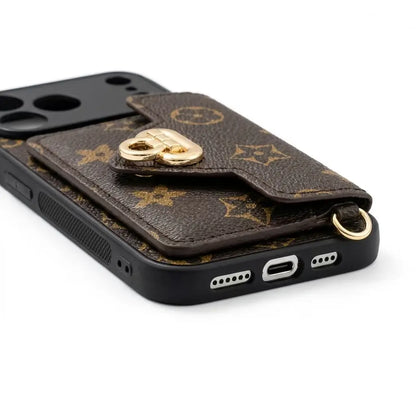 Luxury iPhone 17 Pro Max Wallet Case for Women with Brown Bear Keychain and Shoulder Strap - The Perfect Blend of Fashion and Safety