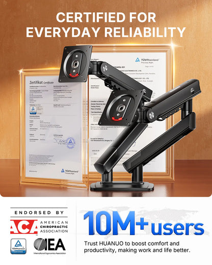 Flowlift Pro Monitor Arm – Dual & Single Screen Support (13-32”) with Mechaspring Technology, Instamount, Locksteady, and Precisionview for Optimal Gaming and Professional Use