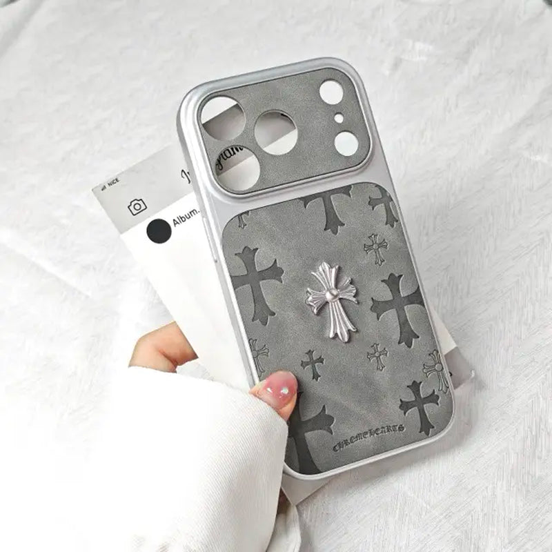 Premium Leather Cross-Pattern Phonecase Compatible with Iphone 17/16/15/14/13/Pro/Max ,3D Cross Vintage Phone Case | Shockproof Protective Cover Leather Material, and Drop Protection. Stylish and Suitable for Both Men and Women.Protective Case | Best Gift