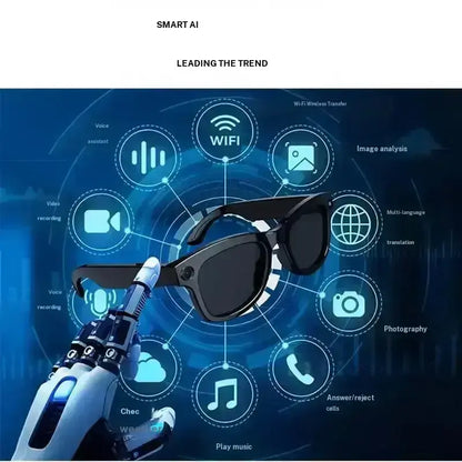 AI-Enhanced Smart Glasses with 8MP Light-Sensitive Lenses, Touch and Button Controls, Bluetooth Connectivity, Real-Time Translation, and Video Recording Features