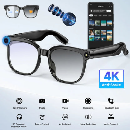 High-Definition Smart Glasses with Camera, AI Voice Control, Extended Battery Life, Object Recognition, and Real-Time Translation