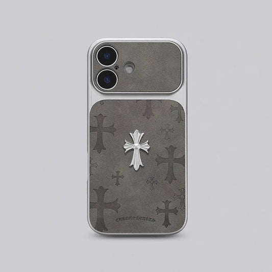 Premium Leather Cross-Pattern Phonecase Compatible with Iphone 17/16/15/14/13/Pro/Max ,3D Cross Vintage Phone Case | Shockproof Protective Cover Leather Material, and Drop Protection. Stylish and Suitable for Both Men and Women.Protective Case | Best Gift