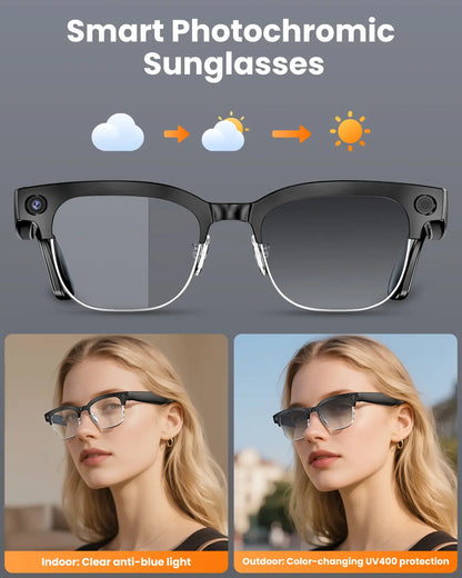 High-Definition Smart Glasses with Camera, AI Voice Control, Extended Battery Life, Object Recognition, and Real-Time Translation