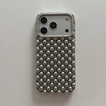 Electroplated Silver Bead Summer Cooling Case for iPhone 17 Pro Max, 16 Pro Max, 15, and 14 - Shockproof Soft Protective Cover for Aesthetic Smartphone Protection