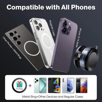 Magnetic Suction Phone Holder - Foldable and Retractable Hands-Free Mount for Car, Gym, and Smooth Surfaces, Compatible with All Smartphones