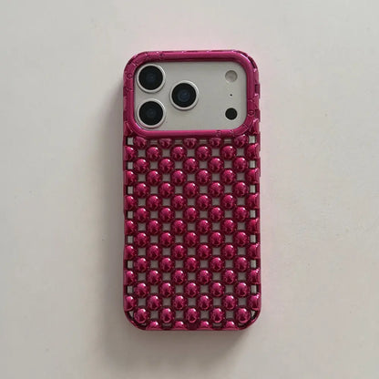Electroplated Silver Bead Summer Cooling Case for iPhone 17 Pro Max, 16 Pro Max, 15, and 14 - Shockproof Soft Protective Cover for Aesthetic Smartphone Protection