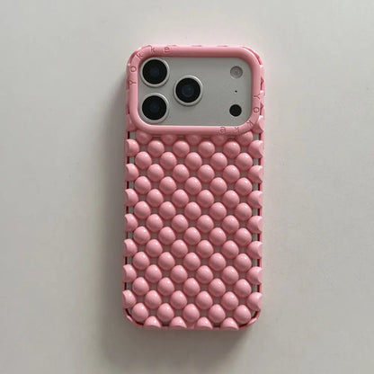 Electroplated Silver Bead Summer Cooling Case for iPhone 17 Pro Max, 16 Pro Max, 15, and 14 - Shockproof Soft Protective Cover for Aesthetic Smartphone Protection