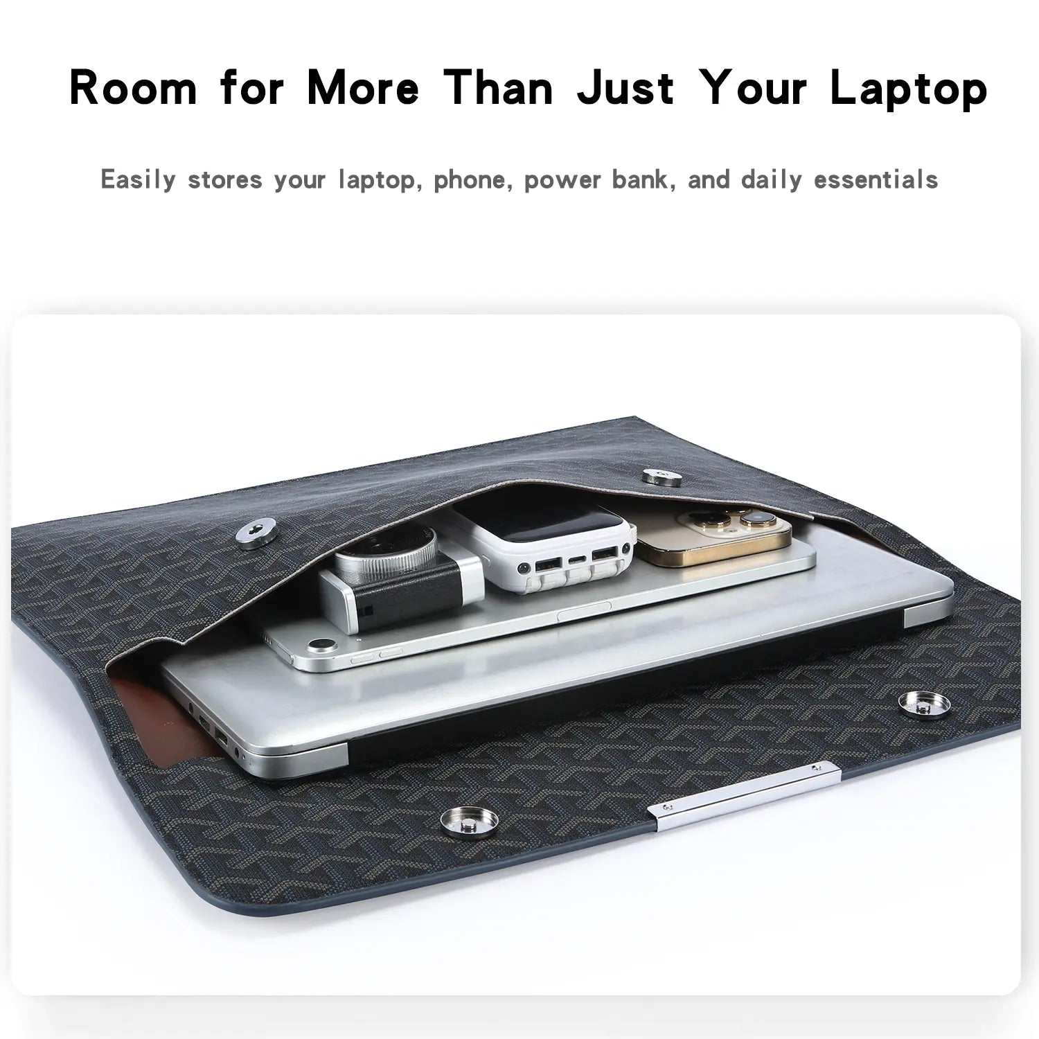 15.6-Inch Laptop Sleeve Padfolio and Document Organizer for MacBook, Notebook, and iPad - Slim, Scratch-Resistant Portfolio Case with Magnetic Closure for Office, School, and Travel - Ideal Gift for Students and Professionals
