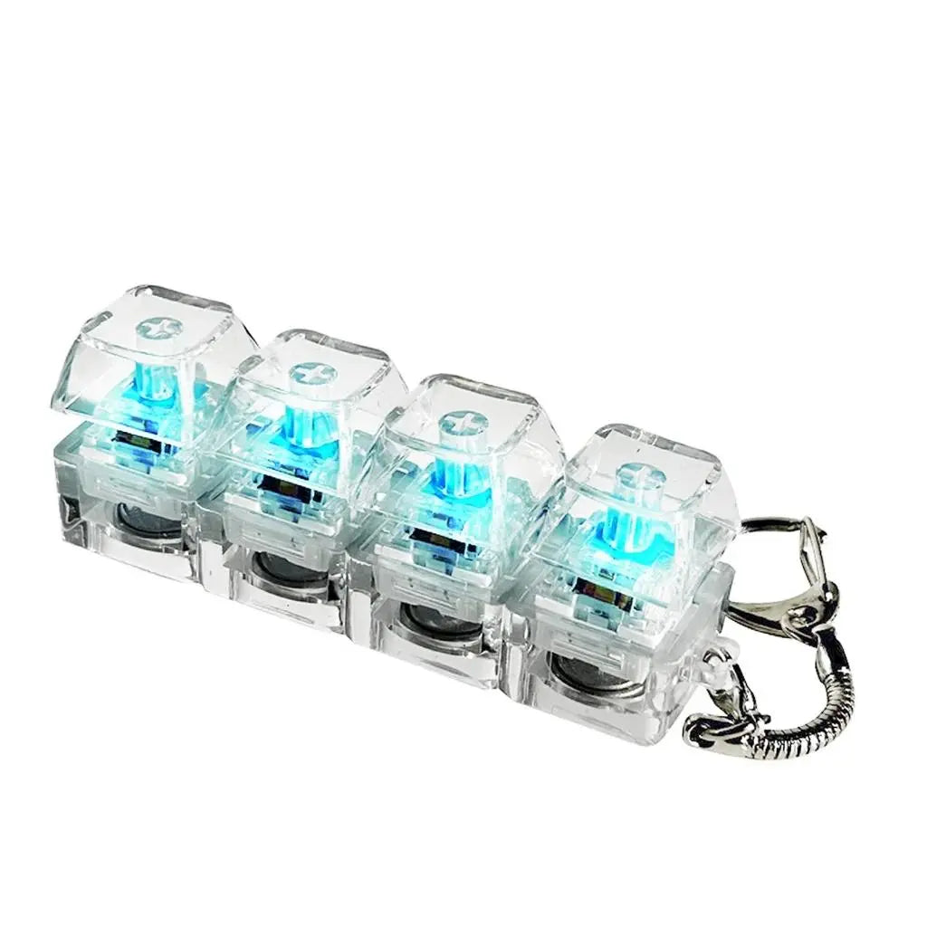 LED Keyboard Fidget Toy Keychain - 4-in-1 Stress Relief Button Clicker for Decompression and Relaxation