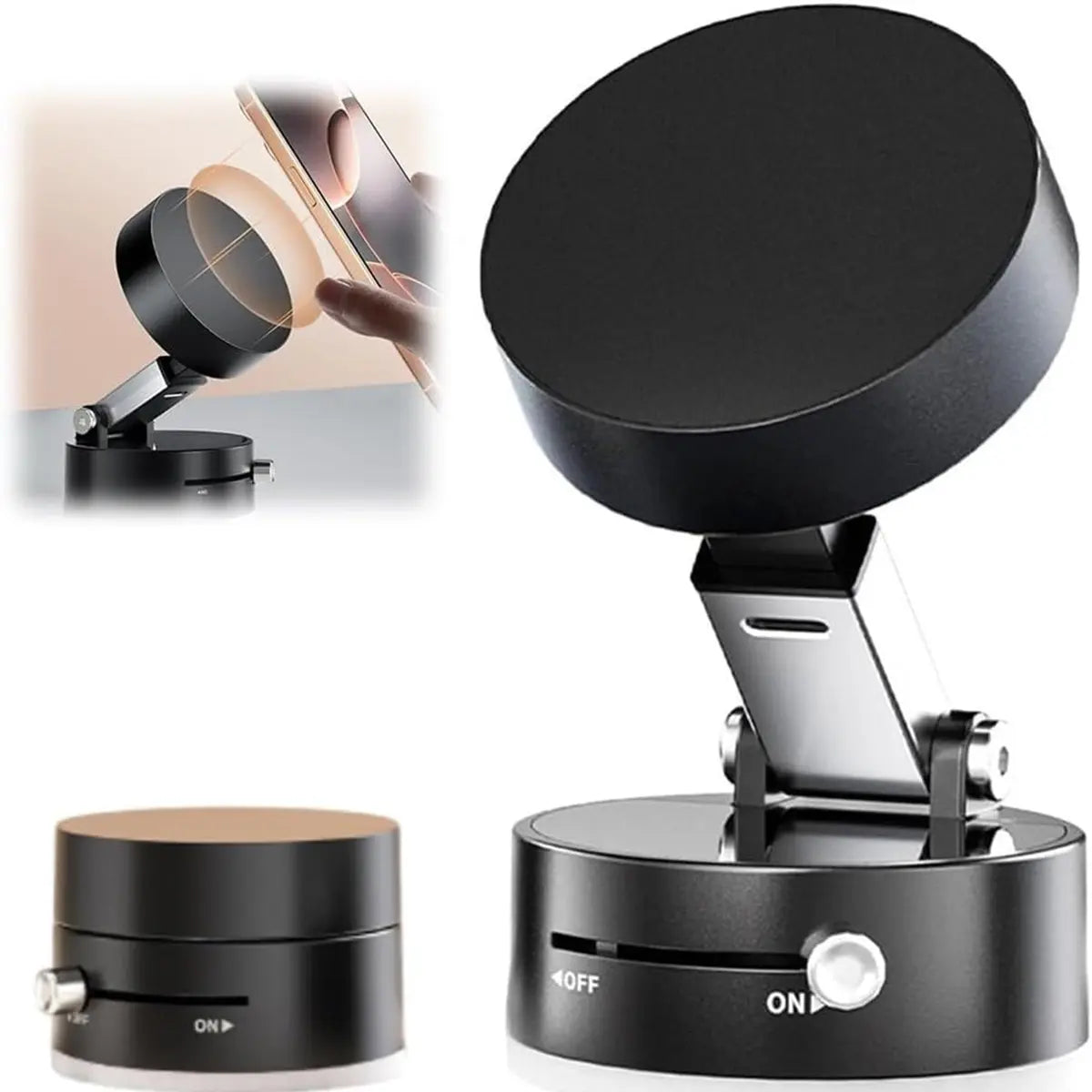 Magnetic Suction Phone Holder - Foldable and Retractable Hands-Free Mount for Car, Gym, and Smooth Surfaces, Compatible with All Smartphones