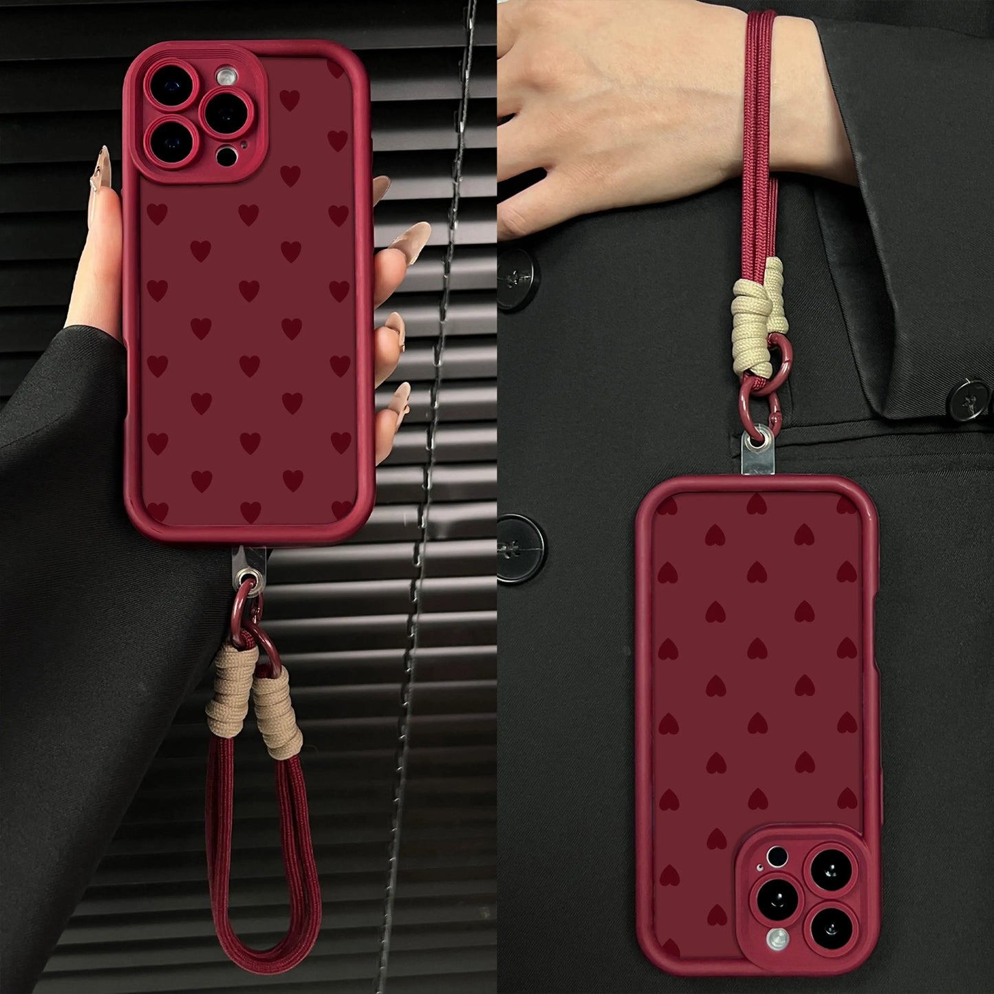 Stylish Heart Pattern Phone Case for iPhone and Samsung, Shockproof and Durable, Ideal for Girls. Model: Jy29A